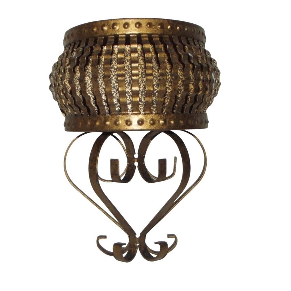 Homco Wall Planter Sconce Vintage Gold Scrolled Metal Home Interiors Regency